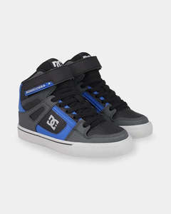 Footwear: DC Boys Pure Hi Top EV - Grey/Black/Blue
