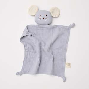 Loveys Bunny Bear Mouse: Organic Muslin Mouse Lovey Frost with Milk ears