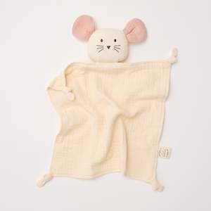 Loveys Bunny Bear Mouse: Organic Muslin Mouse Lovey Milk with Blush ears