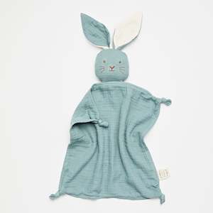 Loveys Bunny Bear Mouse: Organic Muslin Bunny Lovey Sage with Milk ears
