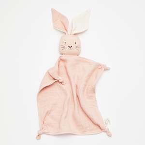 Loveys Bunny Bear Mouse: Organic Muslin Bunny Lovey Blush with Milk ears