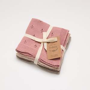 Wash Cloths Wash Gloves: Organic Cotton Wash Cloth Set Rose Pink