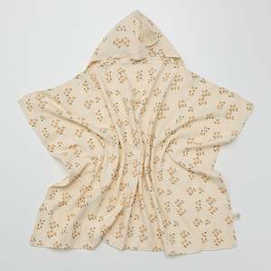 Organic Muslin Hooded Towels: Hooded Towel with Tassel Daisy - DUE BACK JANUARY
