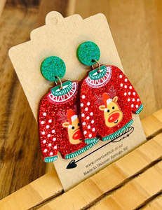 Dangly Earrings: Dangles - Grandma’s sweater