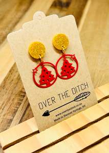 Dangly Earrings: Dangles - Little Christmas tree