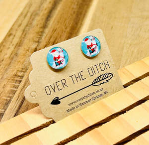 Dome Earrings: Domes - Santa on llama