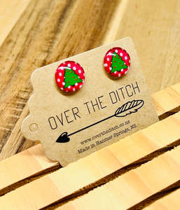 Dome Earrings: Domes - Pretty Christmas Tree