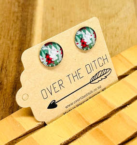 Dome Earrings: Domes - Christmas forest