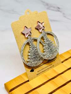 Dangles - Silver glitter Christmas tree