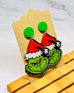 Dangly Earrings: Dangles - The Grinch