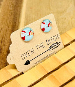 Dome Earrings: Domes - Santa & Rudolph
