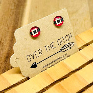 Dome Earrings: Domes - Santa’s belt mini