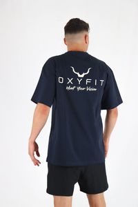 Mens T Shirts: Ether Oversized Heavy Tees - Navy Blue