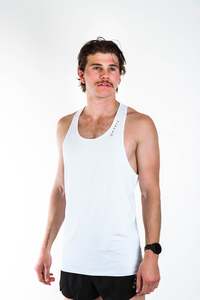 Mens Tanks: Mens Running | Race Singlet - White & Red