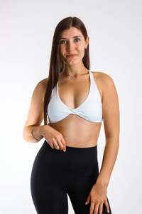 Womens Sports Bras: Oxyfit Lust Twist Crop - Cloud White