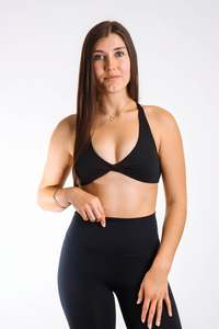 Womens Sports Bras: Oxyfit Lust Twist Crop - Carbon Black