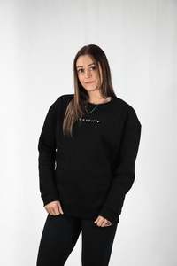 Womens Hoodies Sweaters: Cornerstone Crew Sweater - Obsidian Black