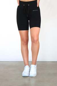 Womens Shorts: Hype Ribbed Shorts - Long Black