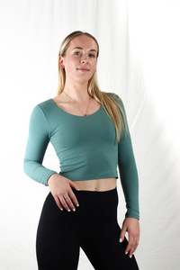 Women's Fitted Crop Long Sleeve - Seafoam