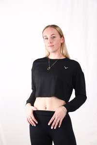 Women's Crop Honeycomb Long Sleeve - Opal Black