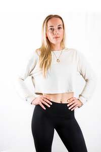 Women's Crop Honeycomb Long Sleeve - Vanilla Bean