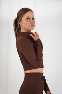 Womens Longsleeves: Hype Ribbed Long Sleeve - Double Chocolate