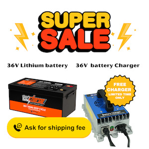 Battery Boxes: 36V 100Ah Lithium LifePO4 Deep Cycle Battery + On-Board 36V 20A High-Precision Marine Lithium Battery Charger combo