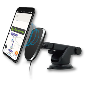 Wireless & Magnetic Fast Charging Dash Mount Car Kit inc Dual USB Fast Charger