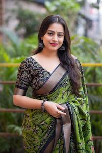 Green Cotton Crape Daily Wear Sarees