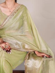 Sage Green Celeste Shimmer Tissue Sarees