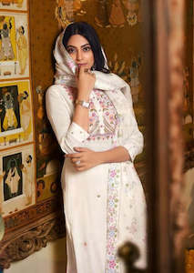 Ivory White  Exclusive Plus Size Designer Embroidered Suit Sets
