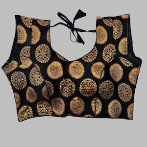 Black  Blouse with Golden Circular Motifs