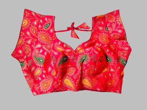 Multicolor Paisley Design Blouse with Tie-Up Back