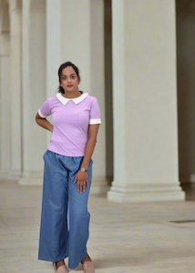 Pants And Pallazos: Stylish Denim Palazzo Pants with Elastic Waistband