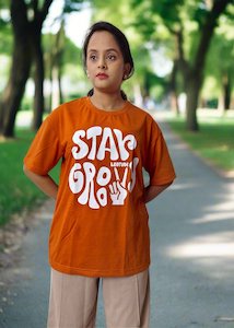 T Shirts: Trendy Oversized Printed Cotton Blend T-Shirt – Round Neck, Half Sleeves