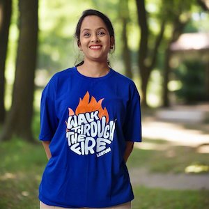 T Shirts: Oversized Printed Cotton Blend T-Shirt – Round Neck, Half Sleeves