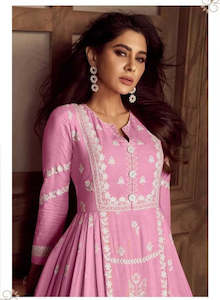 Kurti Palazzos: Blossom Blush Chikankari Kurti Palazzo Set