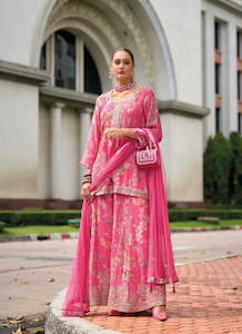 Sharara Suit: Rose Pink Radiance Luxe Party Wear Sharara Suits for Women