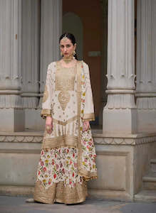 Ivory Elegance Embroidered Formal Ensemble