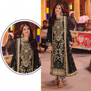 Traditional & Ceremonial: Midnight Black Georgette Suit with Heavy Embroidery✨