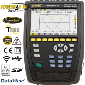 AEMC – Class A PowerPad® IV Model 8345 with 4 x 193-24-BK AmpFlex® Sensors