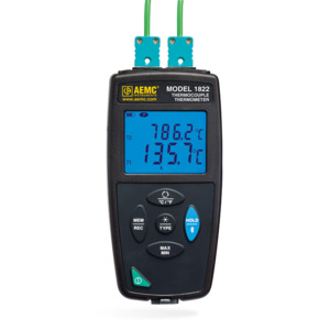 Thermometers: AEMC 1822 – Thermocouple Thermometer Data Logger 2 Channel
