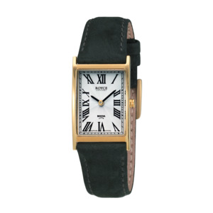 Products: Pure Titanium, Gold Plated, Women's Watch with Black Leather Strap - Pacific Time