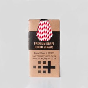 Premium Red & White Jumbo Paper Straw 8x235mm (Ctn) 2500