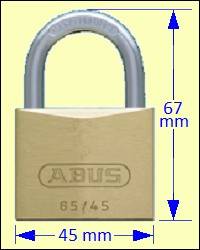 ABUS 65/45 Brass Padlock 25 mm Shackle