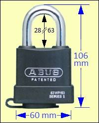 Series 83 Padlocks: ABUS 83WP/63 Weatherproof 63mm Steel Padlock
