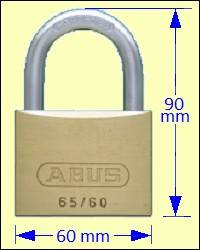 Series 65 Padlocks: ABUS 65/60 Brass Padlock 35mm Shackle