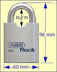 ABUS 83/60 “Rock” Chrome-plated Solid Steel Padlock