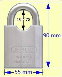 Series 83 Padlocks: ABUS 83/55 “Rock” Chrome-plated Solid Steel Padlock
