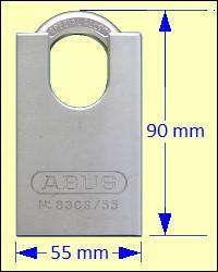 Series 83 Padlocks: ABUS 83CS/55 Closed Shackle Solid Steel Padlock